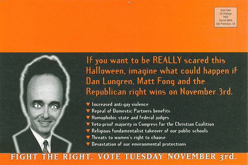 November 1998 Alice B. Toklas Democratic Club slate card produced by political consultant Robert Barnes, with graphics produced by Harvey Milk's political consultant Jim Rivaldo.