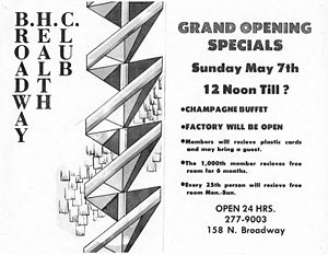Add for Broadway Health Club, 1978
